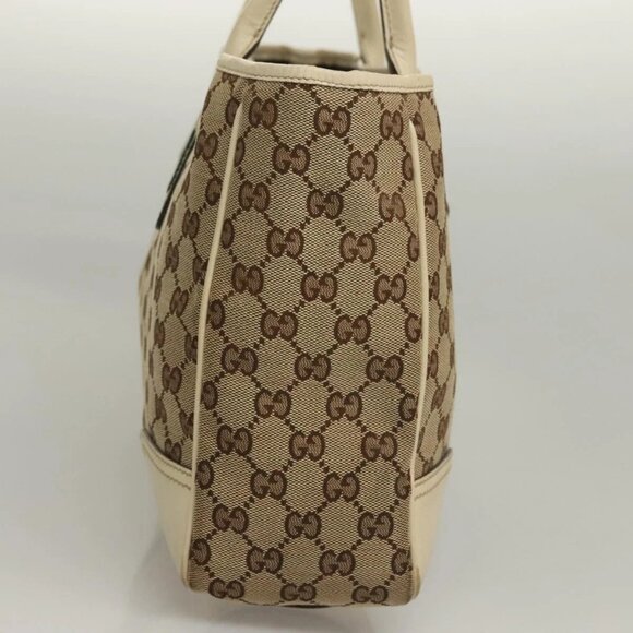 GUCCI GG Canvas Web Sherry Line Pretty Tote Bag Beige Gold 163805 Auth BA4357 - Picture 6 of 16